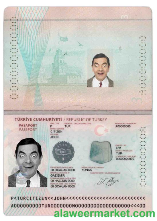 Turkey passport template in PSD format, fully editable (2018 – present)